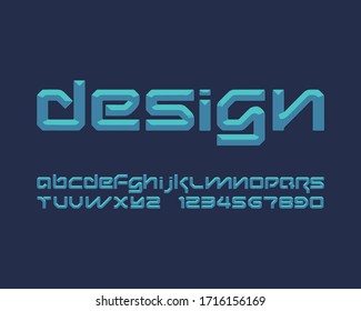 3D emboss futuristic font set