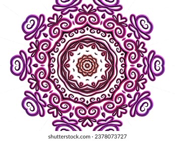 3D emboss luxurious batik ethnic dayak traditional Java indonesia with beautiful flowers line art gradient design 