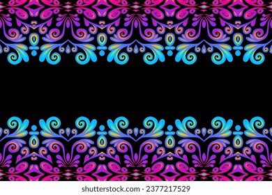 3D emboss Seamless luxurious batik ethnic dayak traditional Java indonesia with beautiful flowers line art gradient design 