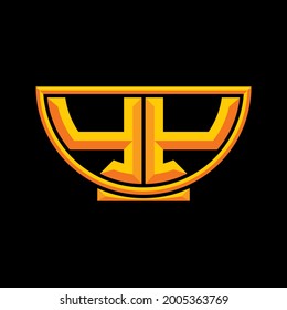 3D embossed effect of rice bowl and mirrored letter Y shape for initial logo or brand identity.