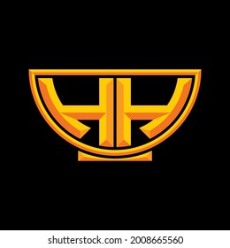 3D embossed effect of a rice bowl and mirrored letter H shape for an initial logo or brand identity.