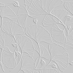 3d Embossed Lines Floral Seamless Pattern. Textured Beautiful Flowers Relief Background. Repeat Emboss White Backdrop. Surface Leaves, Flowers. 3d Line Art Flowers Ornament With Embossing Effect. Art.
