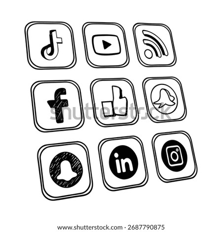 3D Embossed Social Media Icons  Realistic Button Style Vector