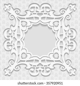 3D embossed white background, frame for pictures, Arabic and Indian ornament, vector EPS10