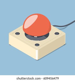 3D Emergency Start Stop Red Button. Isometric Vector Illustration