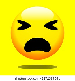 3D Emoji Anguished Face Isolated Vector Illustration On White Background. Icon Emoticon