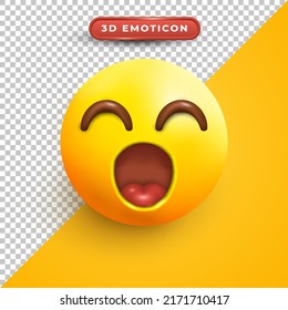 3d emoji with closed eyes and open mouth