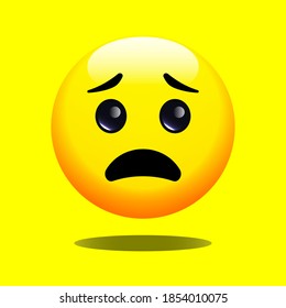 3D Emoji disappointedcharacter isolated on yellow background