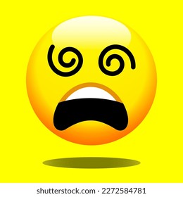 3D Emoji Dizzy Face Isolated Vector Illustration On White Background. Icon Emoticon