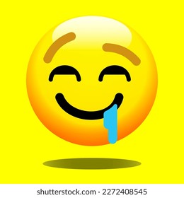 3D Emoji Drooling Gesicht einzelne Vektorgrafik auf weißem Hintergrund. Icon Emoticon 