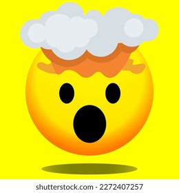 3D Emoji Exploding Head Isolated Vector Illustration On White Background. Icon Emoticon 