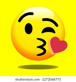 3D Emoji Face Blowing Kiss Isolated Vector Illustration On White Background  Icon Emoticon