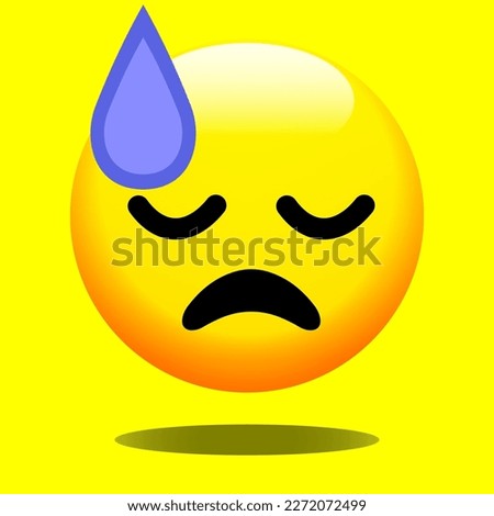 3D Emoji Face Downcast Fast With Sweat Isolated Vector Illustration On White Background. Icon Emoticon