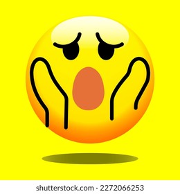 3D Emoji Face Screaming in Fear Isolated Vector Illustration On White Background. Icon Emoticon