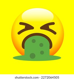 3D Emoji Face Vomiting Isolated Vector Illustration On White Background. Icon Emoticon
