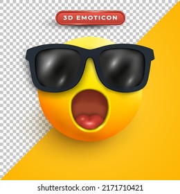 3d emoji with shocked expression using glasses