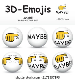 3D Emoji with THUMB MAYBE Hand Sign in 6 Different 3D Perspectives -  EPS10 Vector Collection