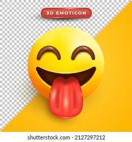 3d emoticon closing eyes with tongue out