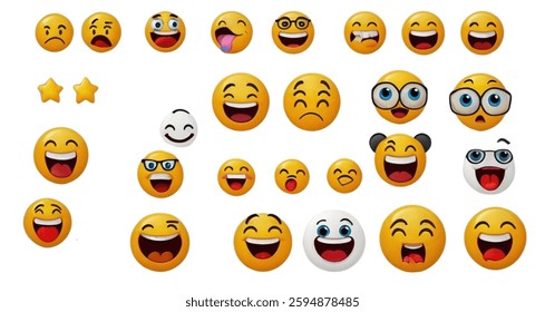 3D Emoticons Pack: Trendy Digital Communication Icons

