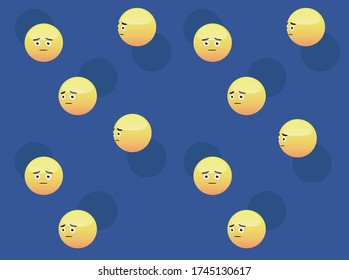 3D Emoticons Sad Head Vector Seamless Background Wallpaper-01