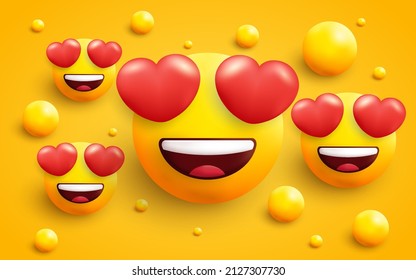 3d emoticons smiling face with heart eyes