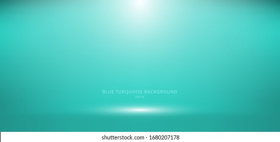 3D empty blue turquoise studio room background with spotlight on stage background. Display your product or artwork luxury style. Vector illustration