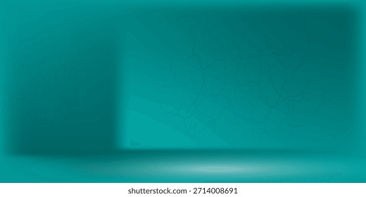 3D empty blue turquoise studio room background with spotlight on stage background. Display your product or artwork luxury style. Vector illustration