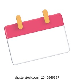 3D empty calendar on white background