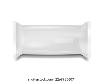 3D Empty Gorizontal Sealed Foil Plastic Bag. EPS10 Vector
