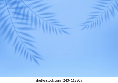 3d Empty light studio abstract background with spotlight effect and tropical palm leaves shadow. concept for your graphic design poster banner and backdrop. 3d rendering. Vector illustration