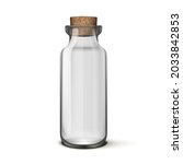 3D Empty Long Jam Glass Jar With Cork Cap. EPS10 Vector