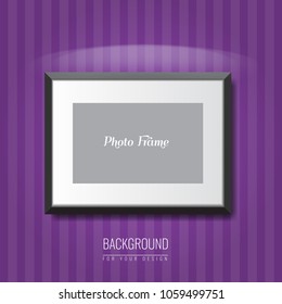 3d empty photo frame on the wall. Vector Advertising background for your advertisement layout.