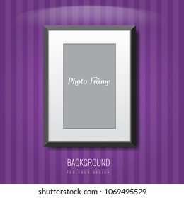 3d empty photo frame on the wall. Vector Advertising background for your advertisement layout.