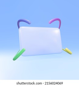3d Empty  popup message on a blue background. Vector illustration.
