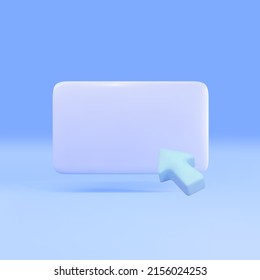 3d Empty  popup message and Realistic  arrow, cursor. Vector illustration.