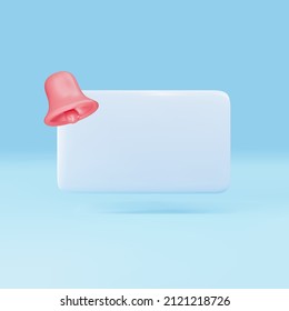 3d Empty reminder popup, push notification icon. Vector illustration.