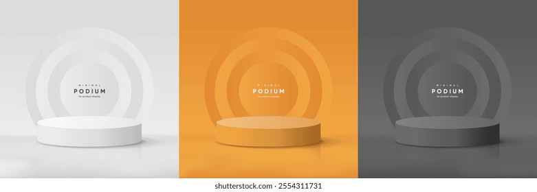 3D empty round podium mockup for showing any product. Abstract minimal geometric podium composition. Like scene, studio, showroom, showcase