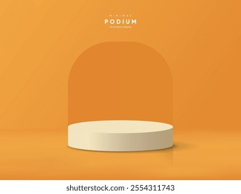 3D empty round podium mockup for showing any product. Abstract minimal geometric podium composition. Like scene, studio, showroom, showcase