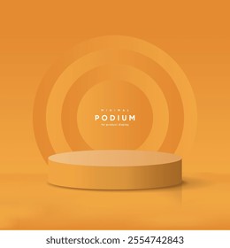 3D empty round podium mockup for showing any product. Abstract minimal geometric podium composition. Like scene, studio, showroom, showcase