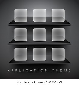 3d Empty Shelf For Application Buttons : Vector illustration.