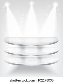 3d Empty shelf for exhibit,vector illustration