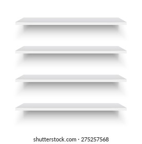 3d Empty shelves for presentation. Vector illustration.