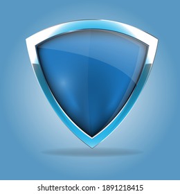 3d Empty and shiny metal shield. High detailed vector illustration.