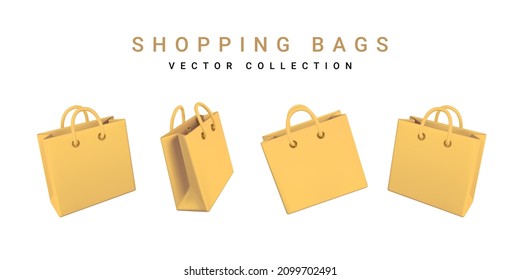 3d empty shopping bags on a white background. Shopping concept. Vector illustration.