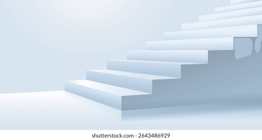3d empty steps in soft tones with studio lighting.
