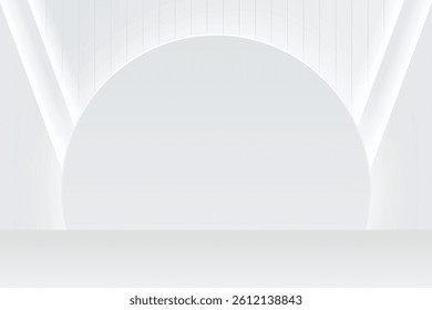 3D Empty Studio wall room with lighting minimal background. Display  mockup scene stage for presentation product cosmetic, stand, showcase, backdrop, exhibition, fashion display. Vector illustrator
