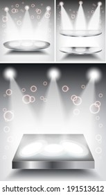 3d Empty white podium with light, collection, VECTOR