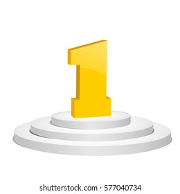 3d empty white podium with one  Vector illustration eps 10