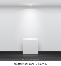 3d Empty white stand for your exhibit. Vector illustration.