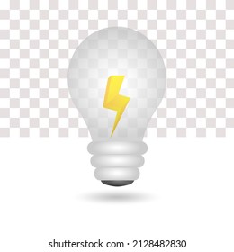  3d energy light bulb ideas. Transparent light bulb. white background. Energy and idea symbol. vector illustration